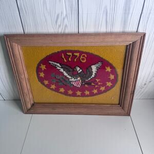 American Eagle 1776 Wall Art Needlepoint Cross Stitch Eagle Americana Vintage